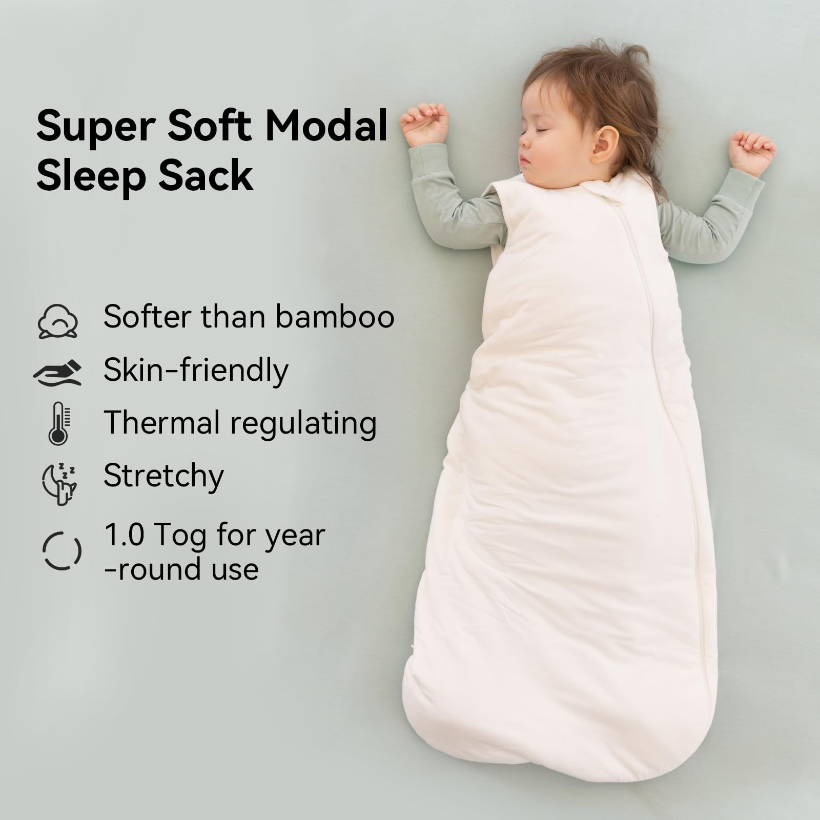 Okayinn BubblePanda sleep sack neckline-safety design protects baby's face and reduces loose fabric.