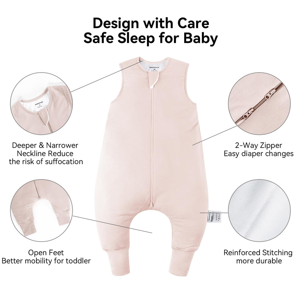 Okayinn BubblePanda sleep sack open feet design supports natural toddler movement.