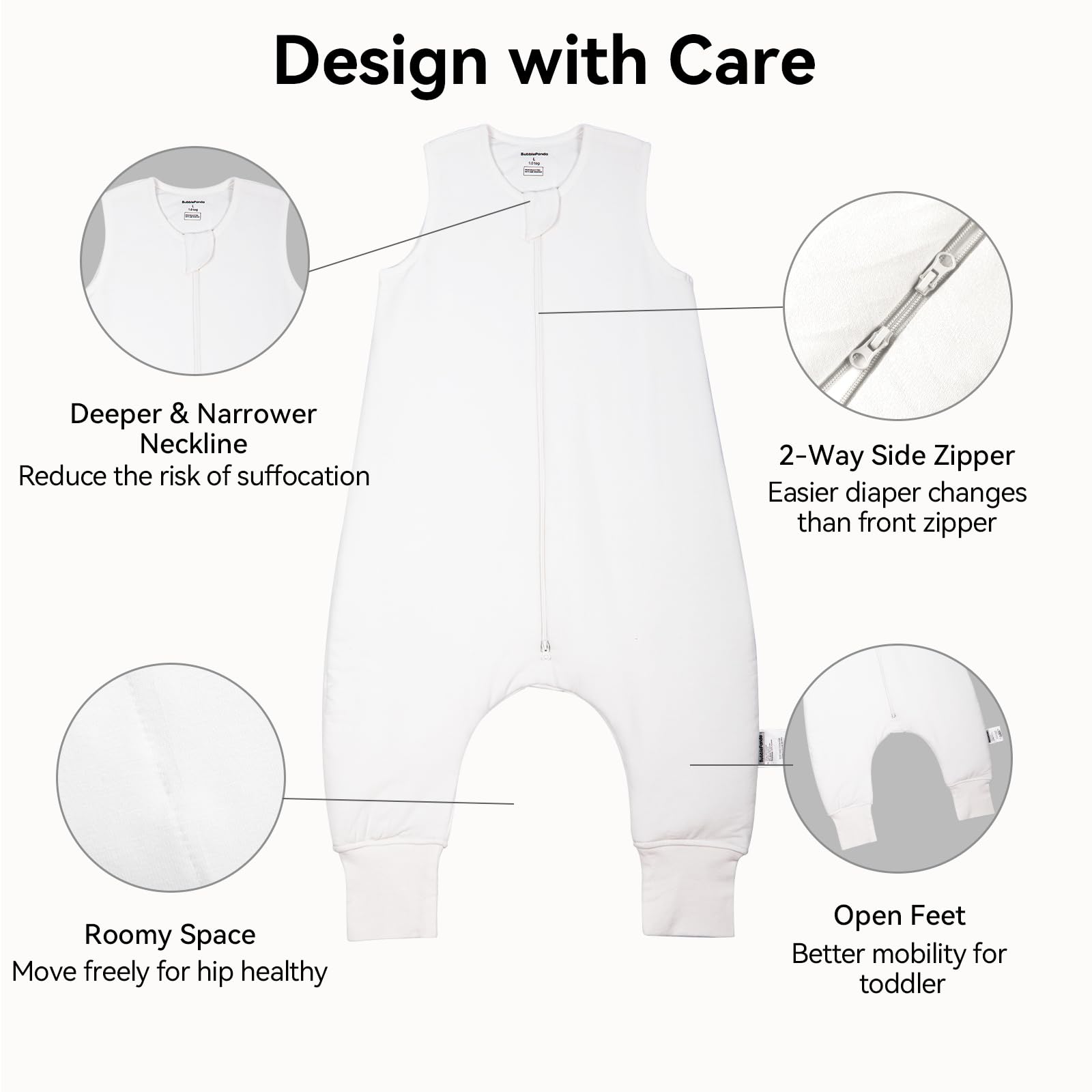 Okayinn BubblePanda sleep sack reinforced stitching shows durability and easy care.