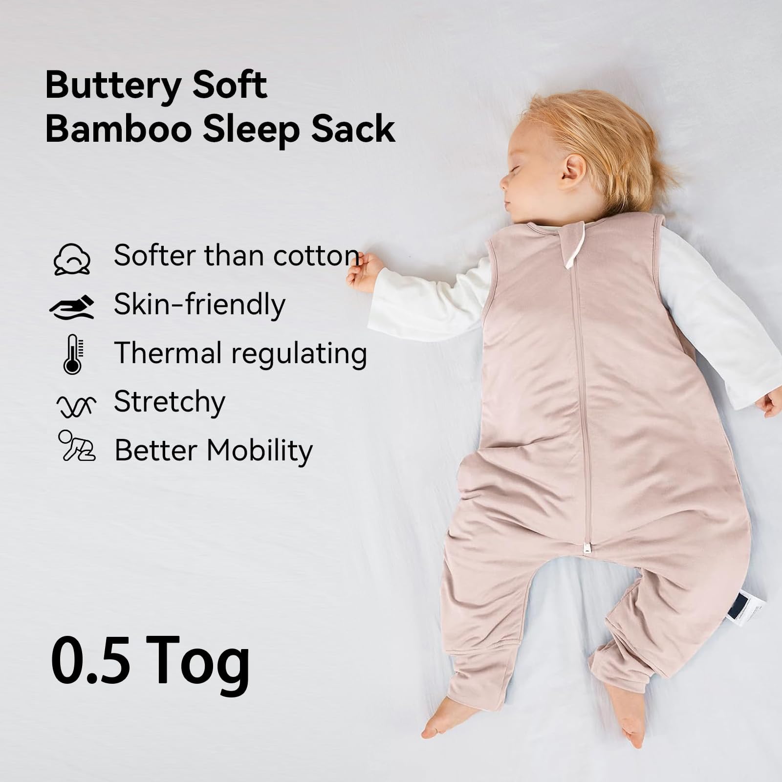 Okayinn BubblePanda two-way zipper enables quick diaper changes while keeping baby cozy.