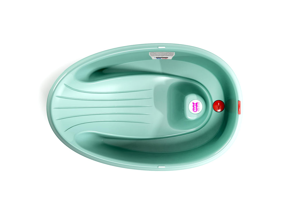 OKBABY Onda bath tub quick-drain feature enables fast water release