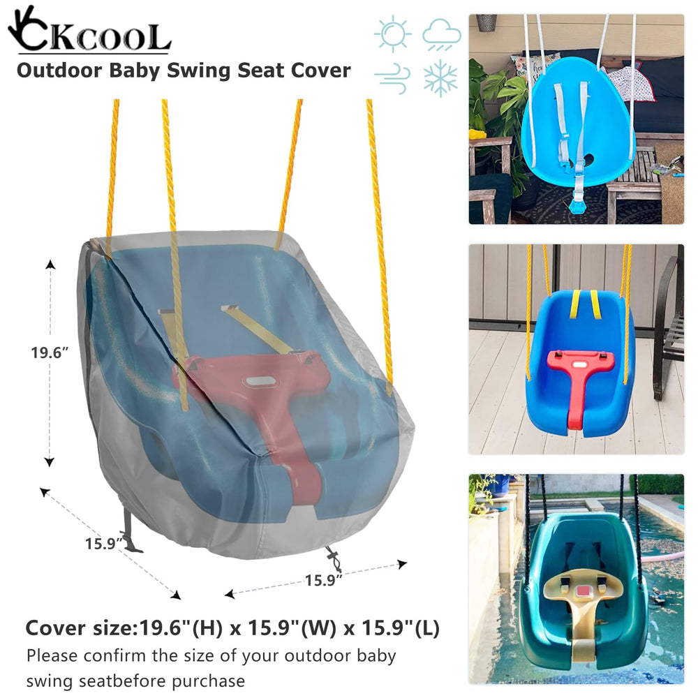 okcool outdoor toddler swing cover gray side view protects from sun
