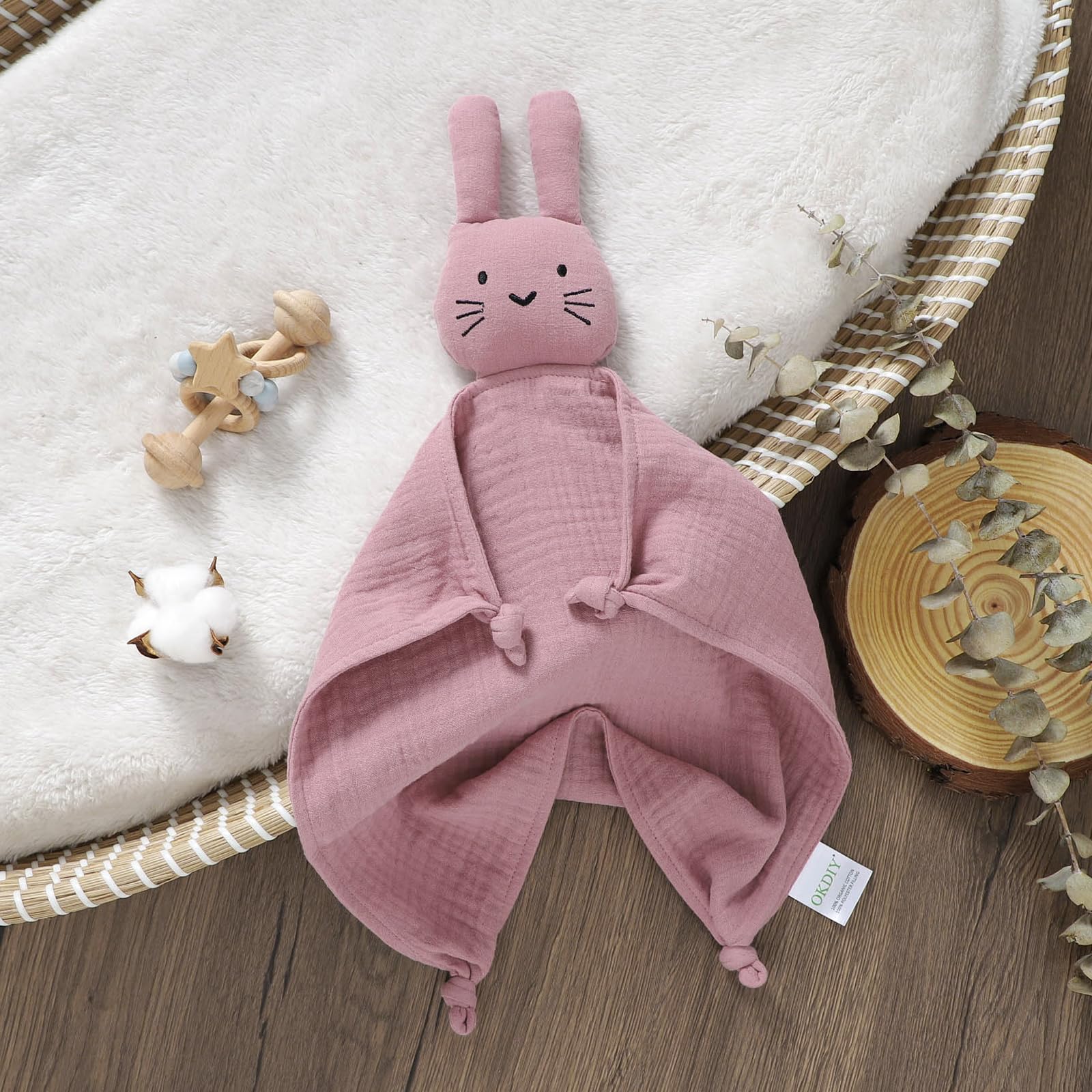 okdiy bunny lovey round ears detail highlights baby-friendly design