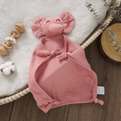 okdiy elephant lovey features four corner knots for secure grip during play.