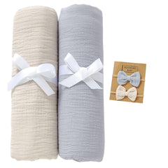 okdiy muslin swaddle blanket khaki closeup showing soft texture for cozy cuddling