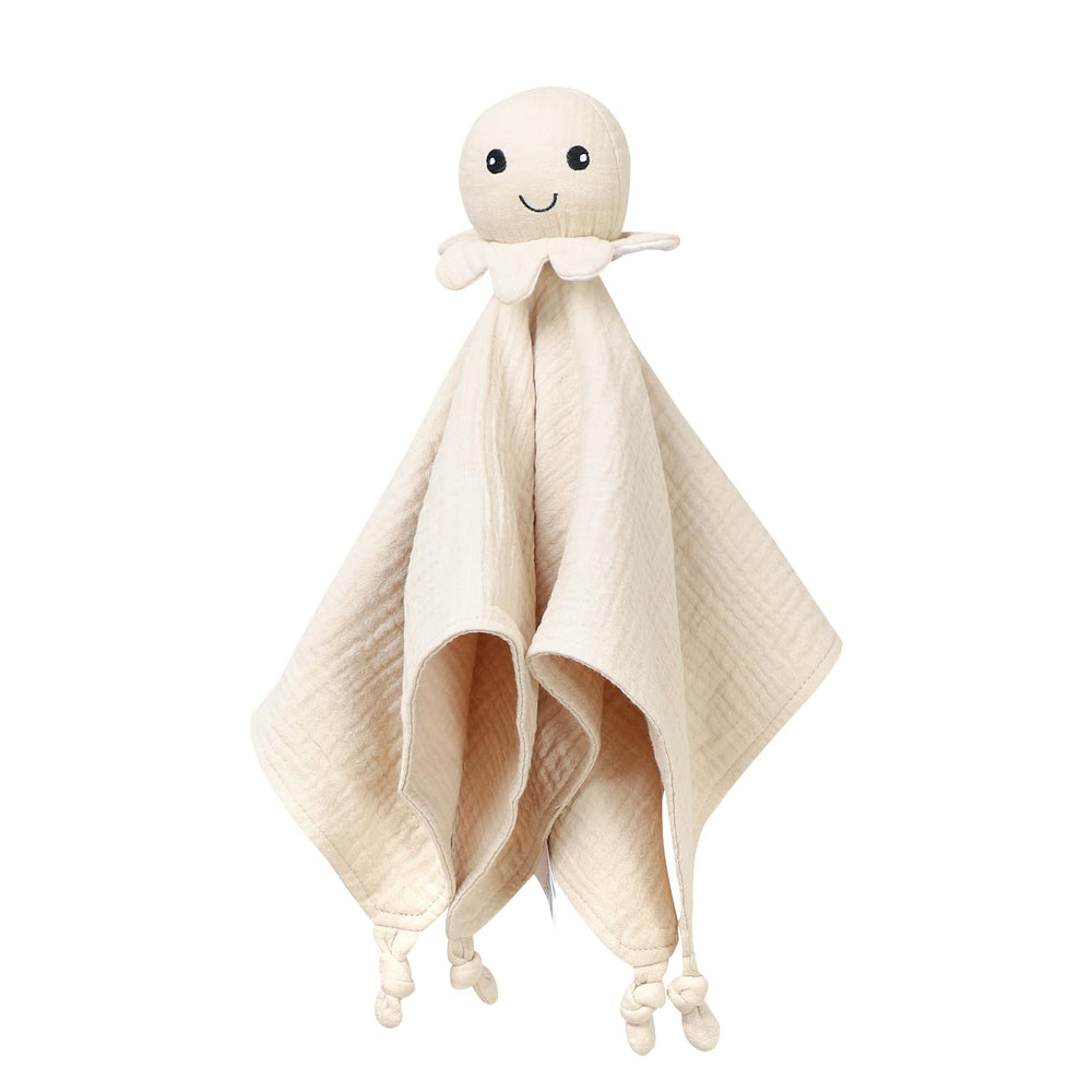 okdiy octopus lovey closeup shows soft muslin texture for baby comfort and bonding
