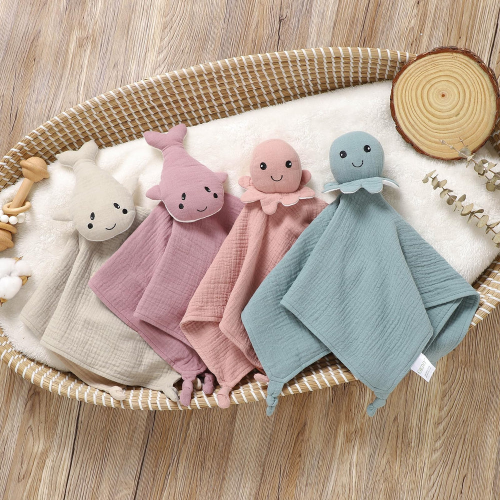 okdiy Organic Cotton Muslin Lovey unisex green design suits any nursery