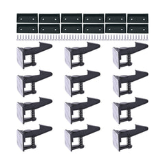 OKEFAn cabinet locks 12-pack box shows tool-free, drill-free safety setup.