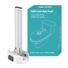 OKEFAn toilet lock front view shows compact durable design for toddler safety