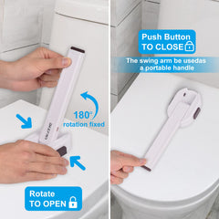 OKEFAn toilet lock rotatable arm in action for easy access control