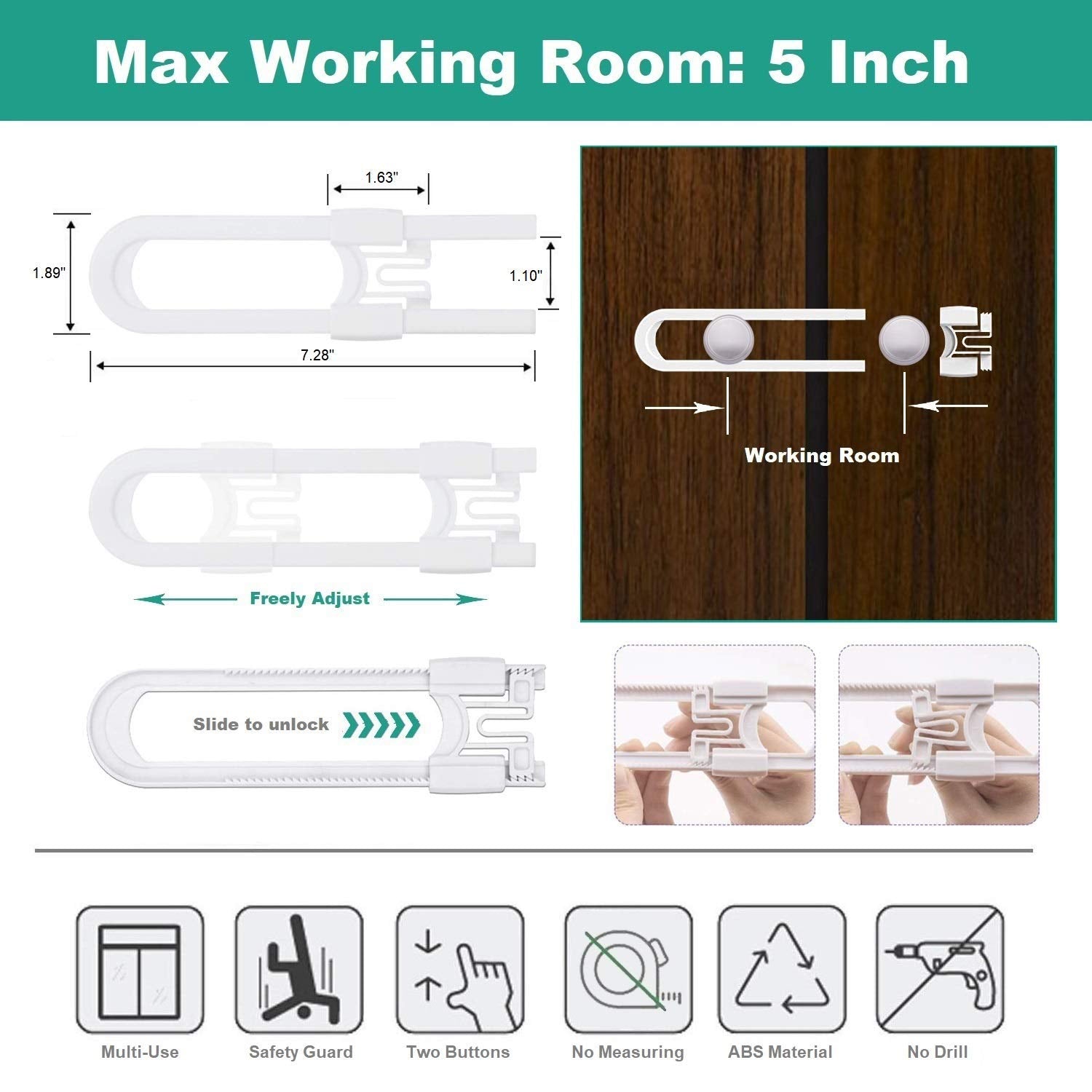 OKEFAn sliding cabinet lock no drill installation for quick setup.