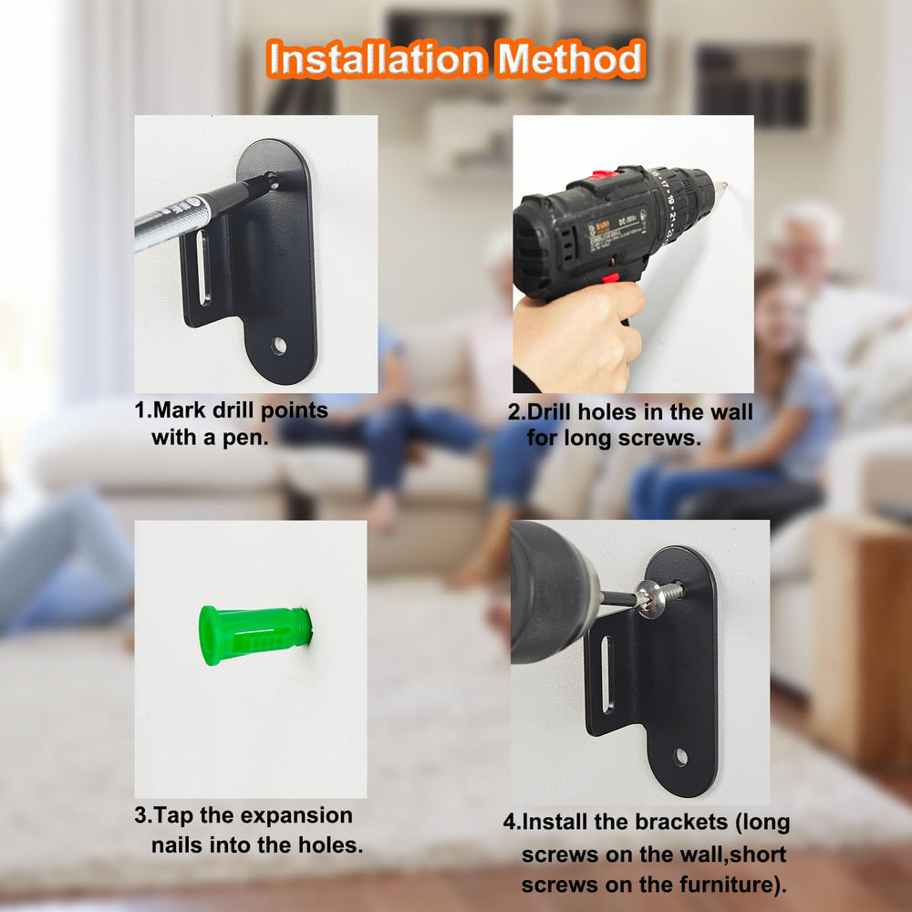 OKETHERMO cabinet anti-tip strap mounted to wall for safety