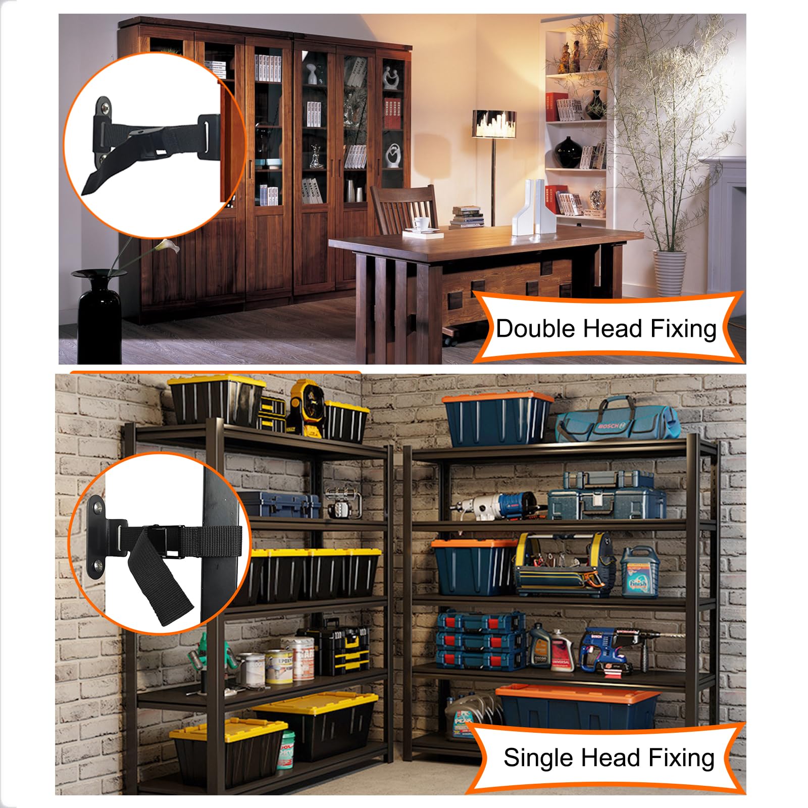 OKETHERMO earthquake-proof strap in action stabilizing furniture