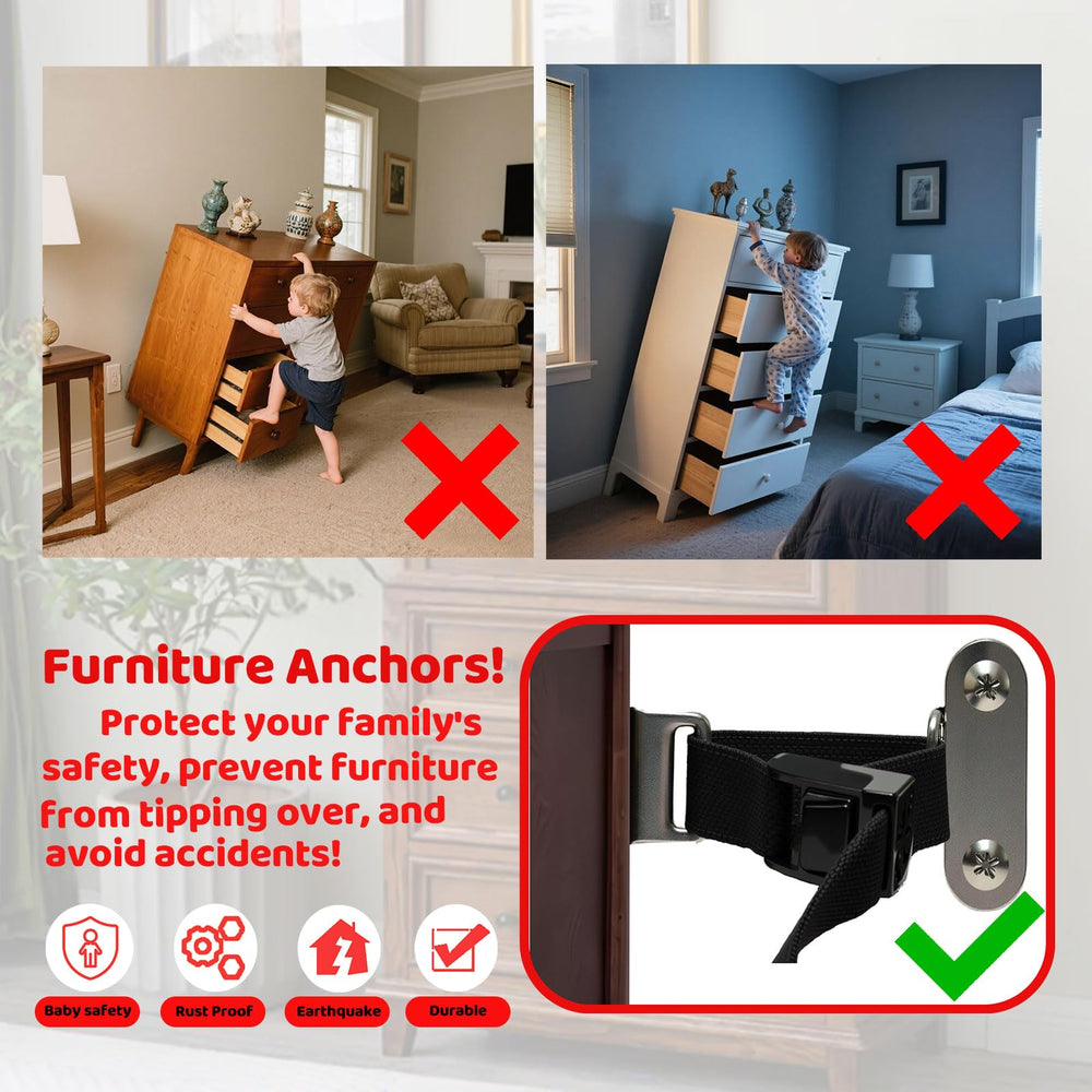 OKETHERMO furniture anchors installed on a wardrobe demonstrate stability