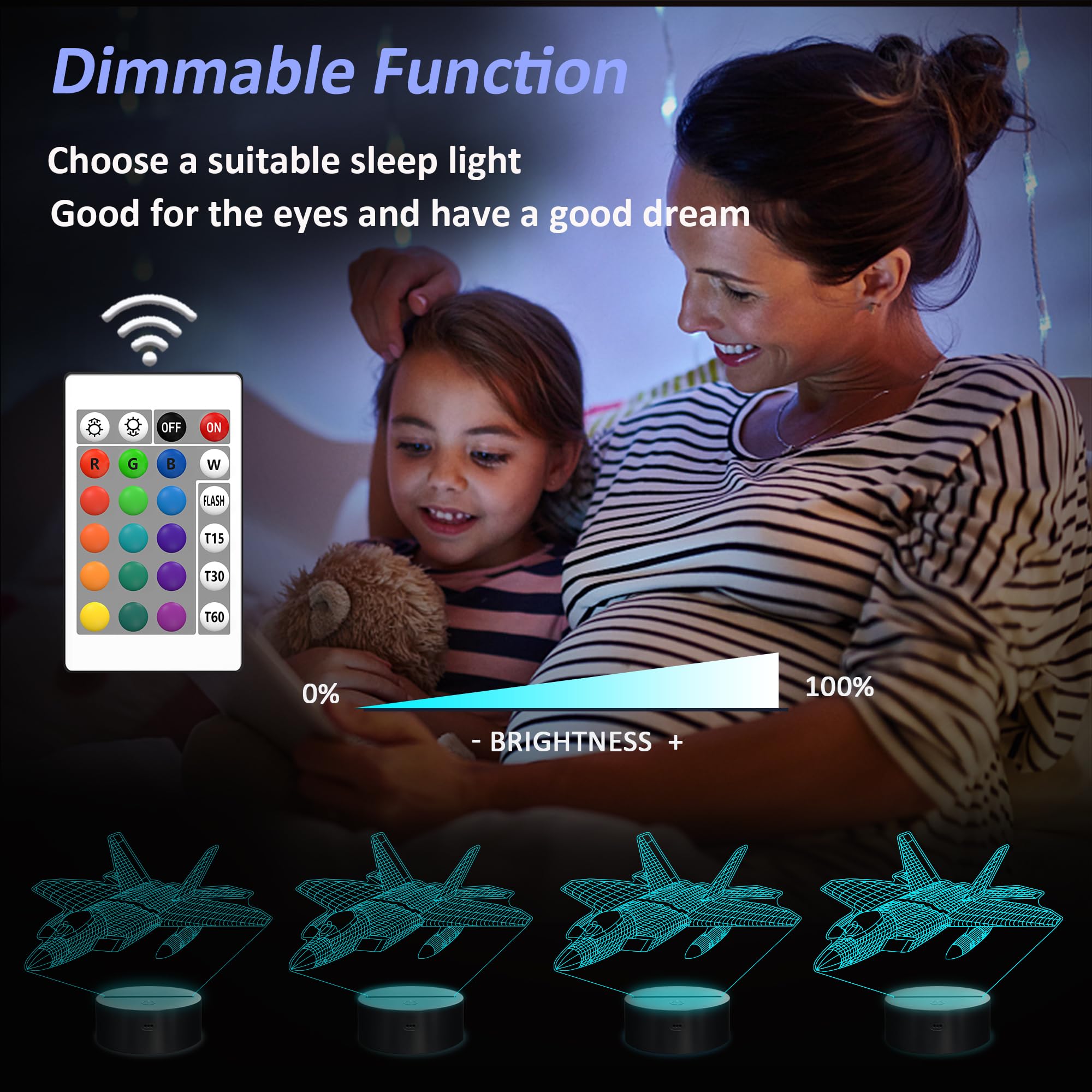 OkiyiD 3D airplane night light remote control lets you change colors from anywhere.