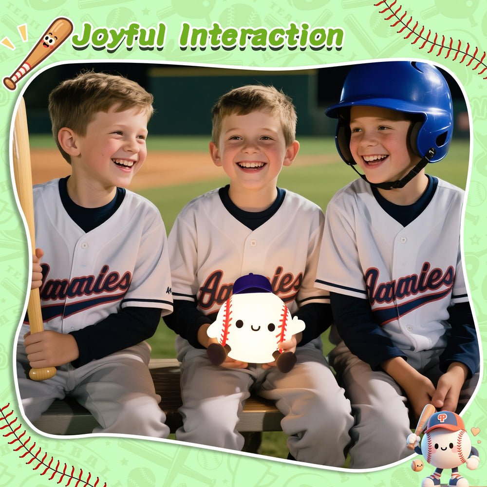 OkiyiD baseball night light silicone close-up showing soft texture and safety
