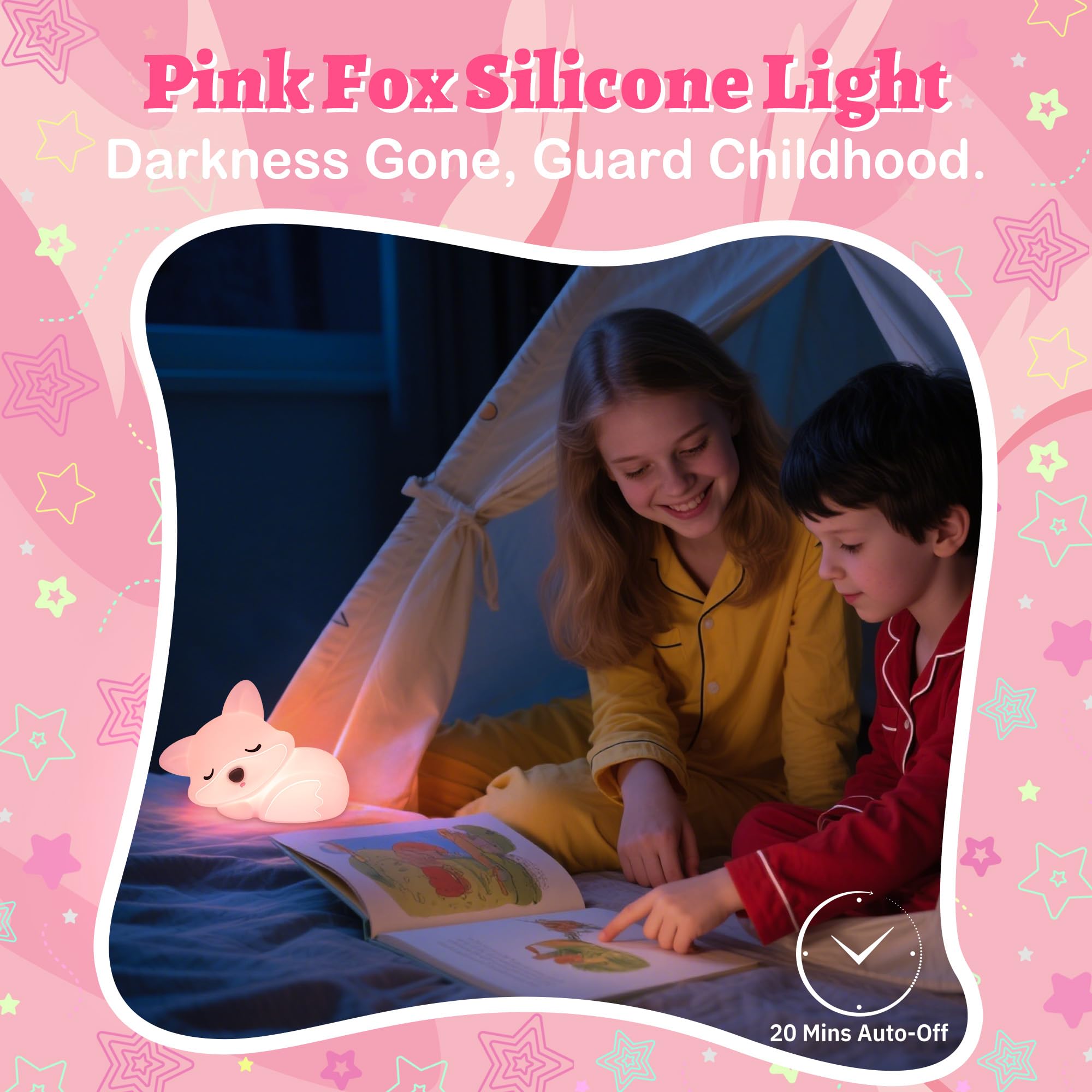 Gift box presentation of the OkiyiD Pink Fox Night Light