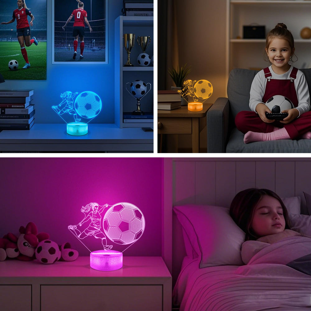 OkiyiD Soccer 3D Illusion Lamp acrylic sheet with laser-engraved soccer design