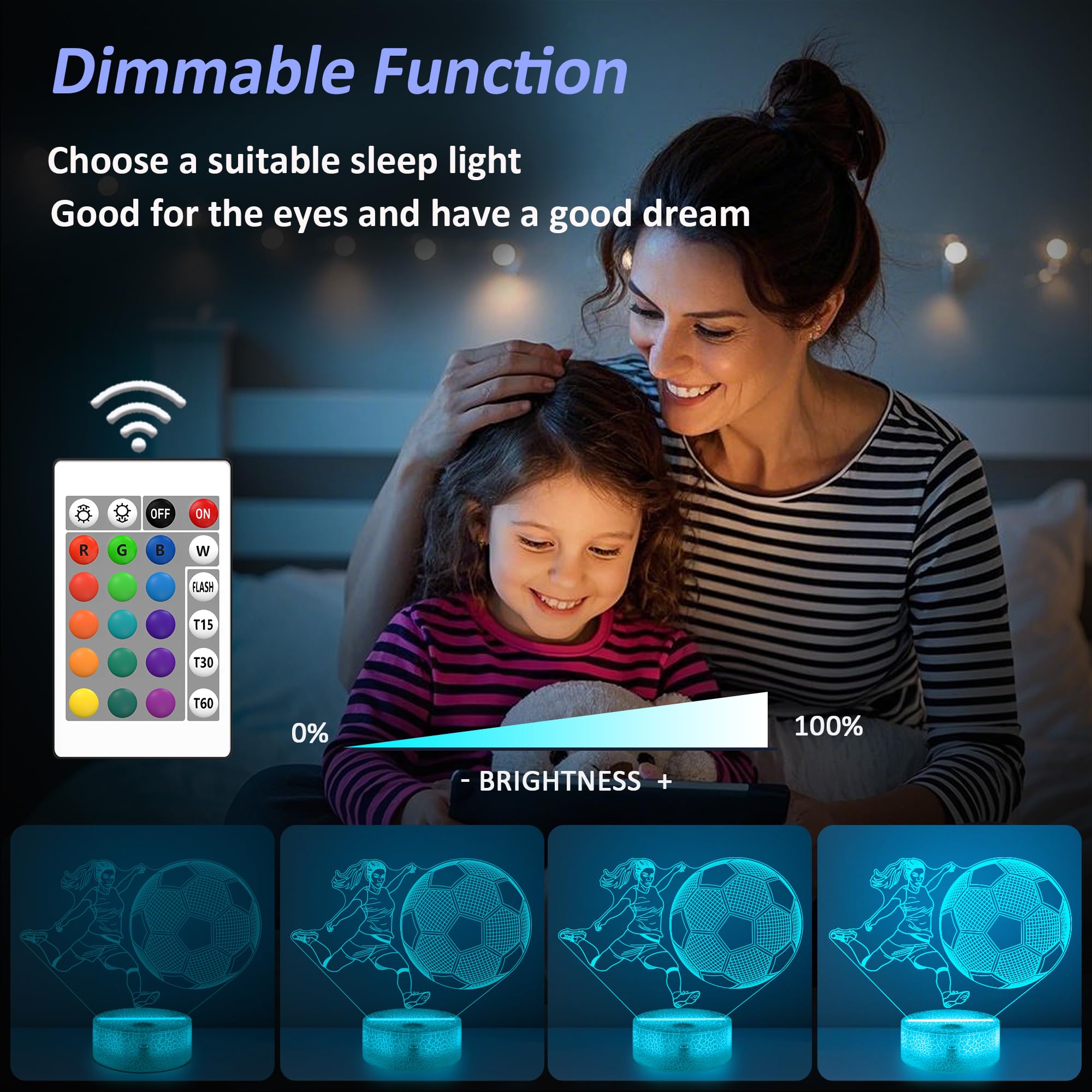OkiyiD Soccer 3D Illusion Lamp USB cable included for flexible power