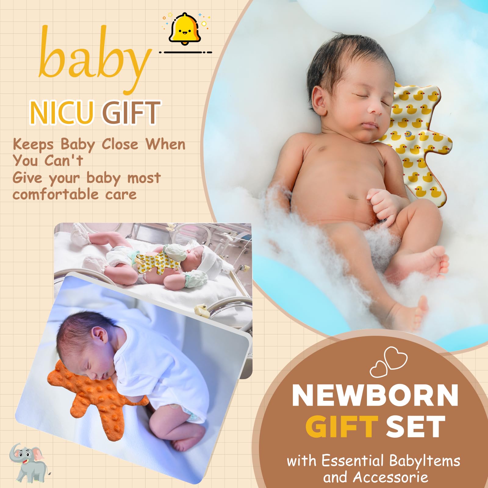 Okueejur bonding bear placed near baby supports calming presence.