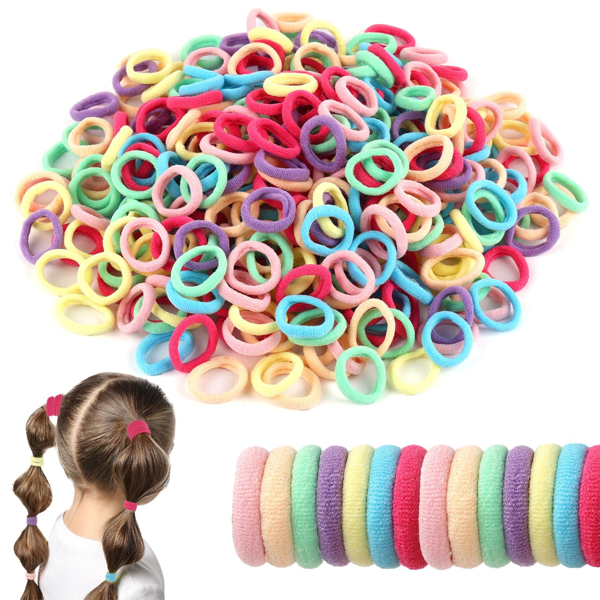 Okxiri baby hair ties pack closeup showing gentle snag-free elastics for tiny tresses.