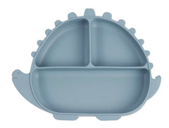 OLA Dinosaur suction-base plate demonstrates spill-proof mealtime for less mess