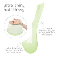 Olababy Fold N Go bib features adjustable neck strap to grow with your child.
