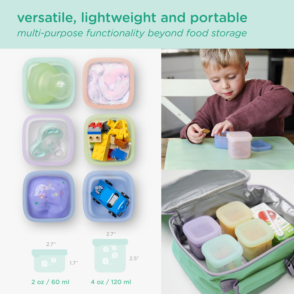 Olababy Clear Sense lid showing airtight, spill-free seal usage.