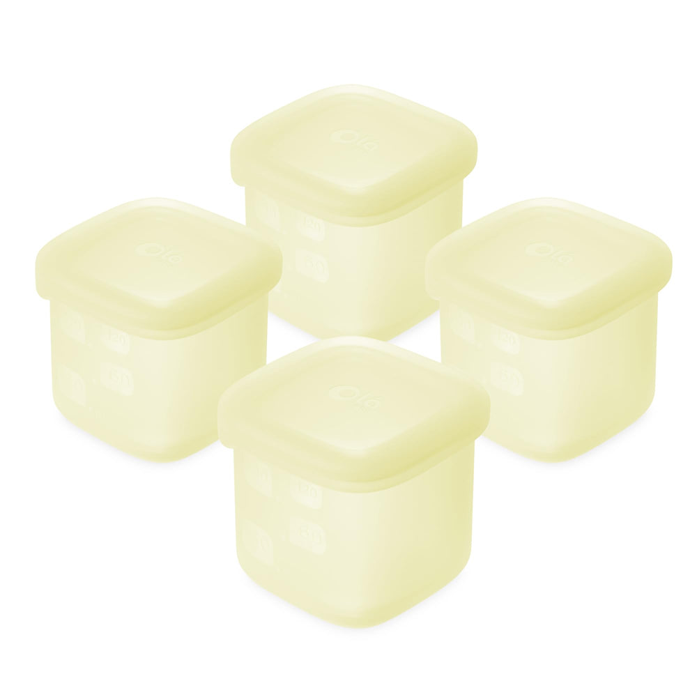 Olababy Clear Sense lemon jar ready for portioned baby meals and snacks.
