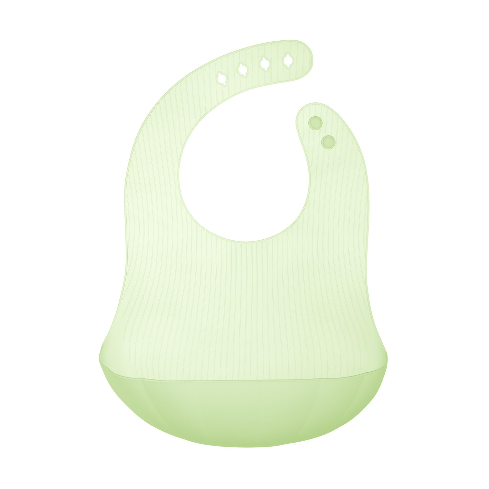 Olababy Fold N Go bib closeup showing soft silicone skin-friendly material