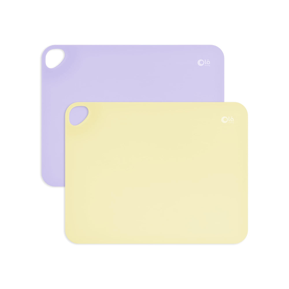 Olababy Fold N Go placemat folded in travel case for on-the-go meals.