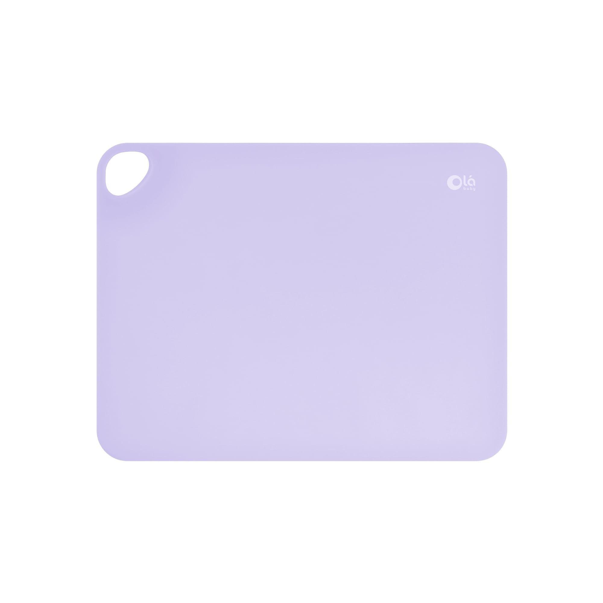 Olababy Fold N Go lilac flatlay placemat for mess-free meals.