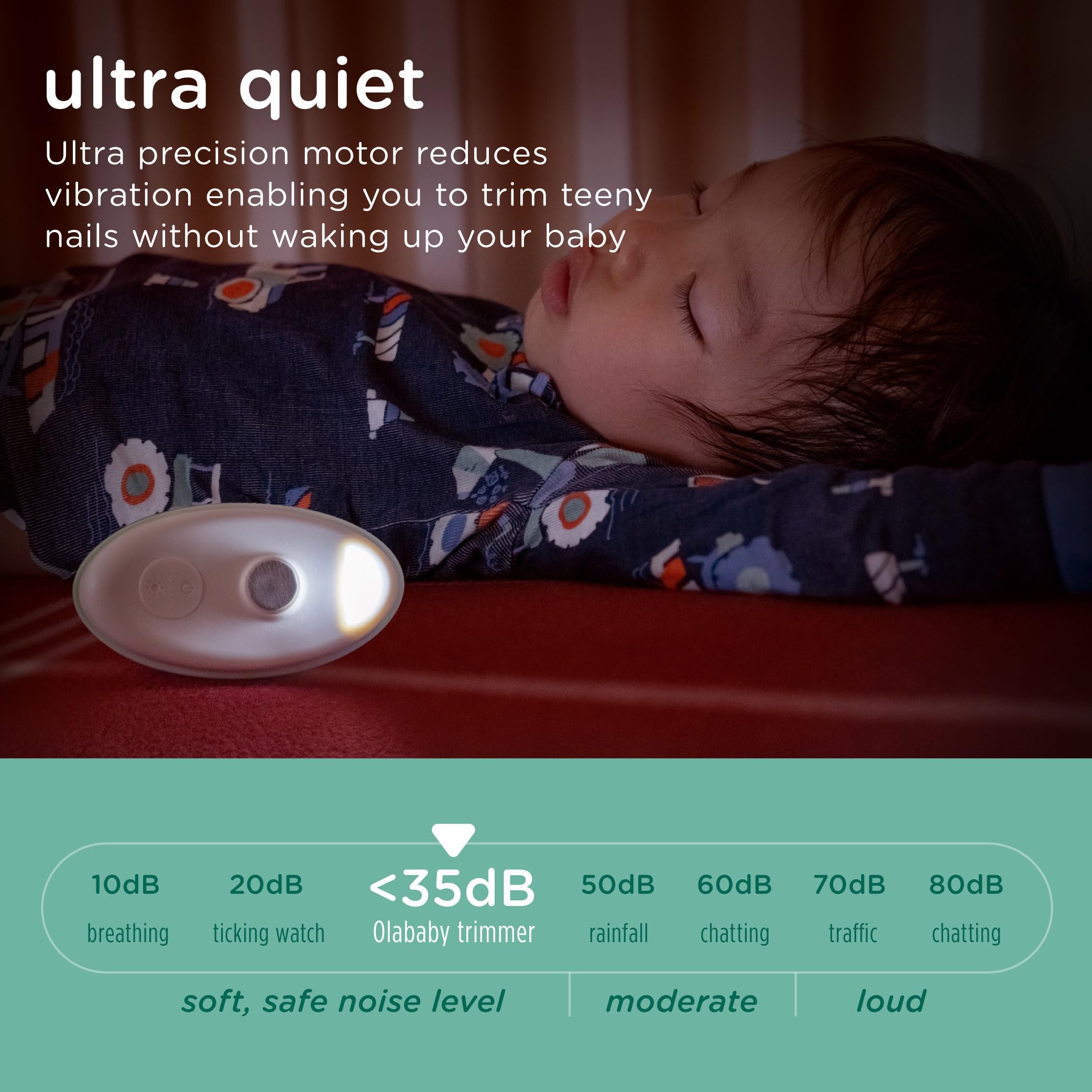 Olababy USB-rechargeable unit stays powered during on-the-go nail care.