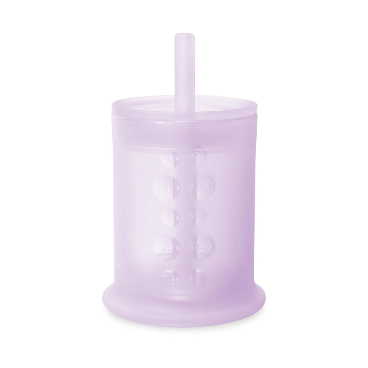 Olababy silicone training cup Lilac side view promotes independent sipping for toddlers.