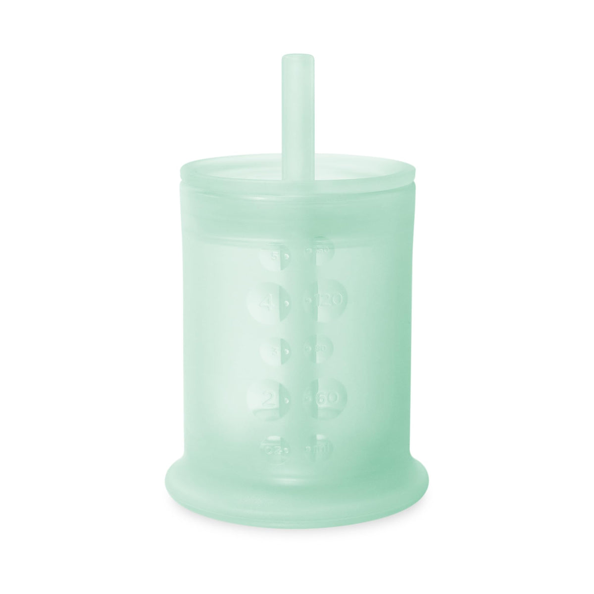 Olababy silicone training cup with straw lid mint 5 oz reduces spills during early sips