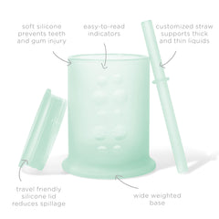 Olababy weighted-base cup provides stable, mess-free practice for tiny hands