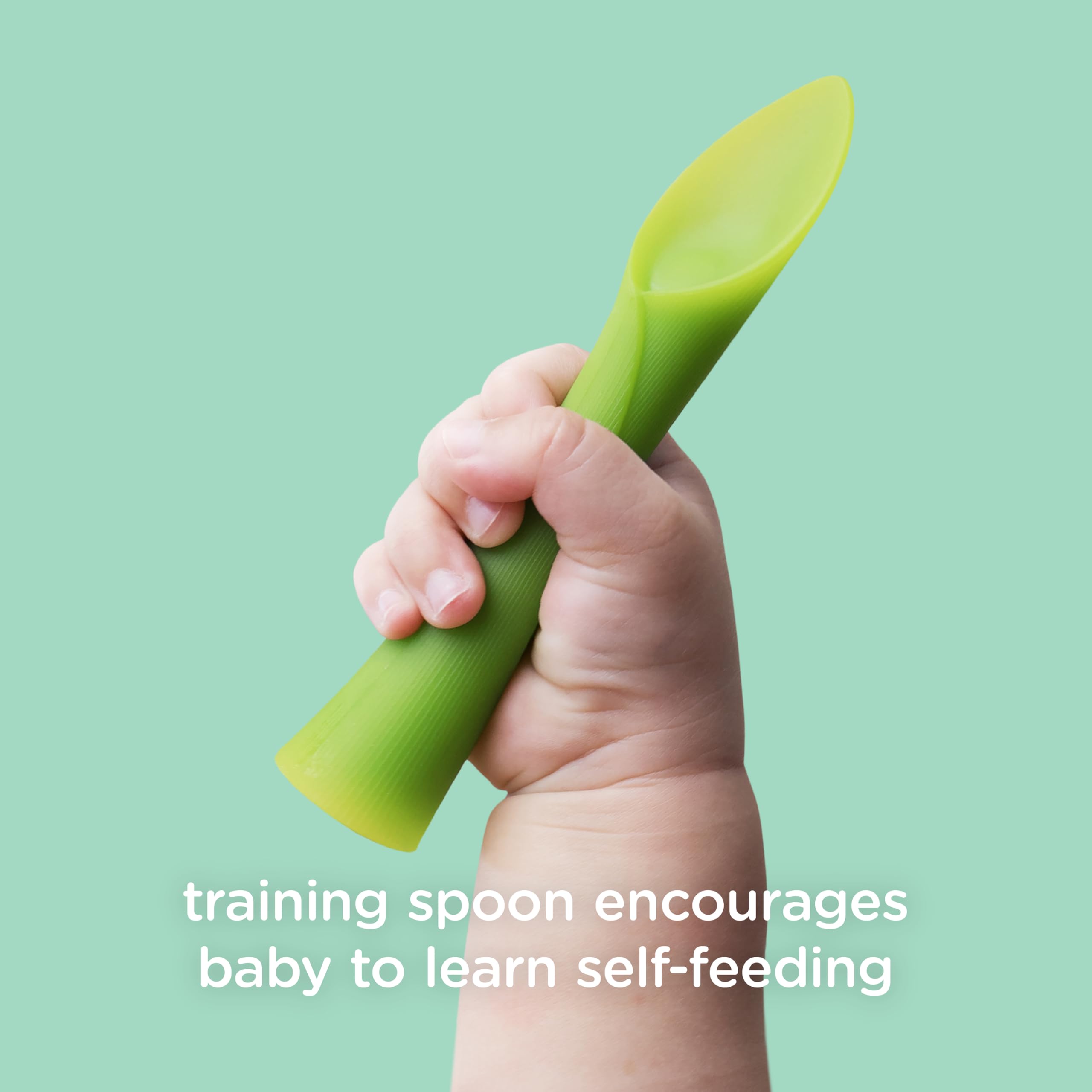 Olababy smart-lip-easy-scooping design facilitates scraping and loading food.