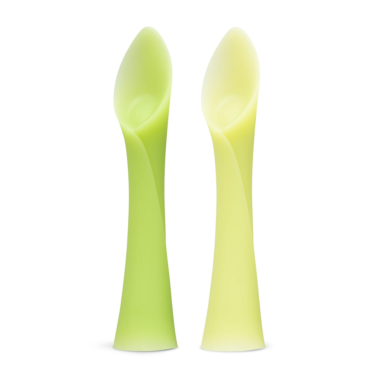 Olababy training spoon kiwi soft-tip closeup shows gentle silicone for safe feeding