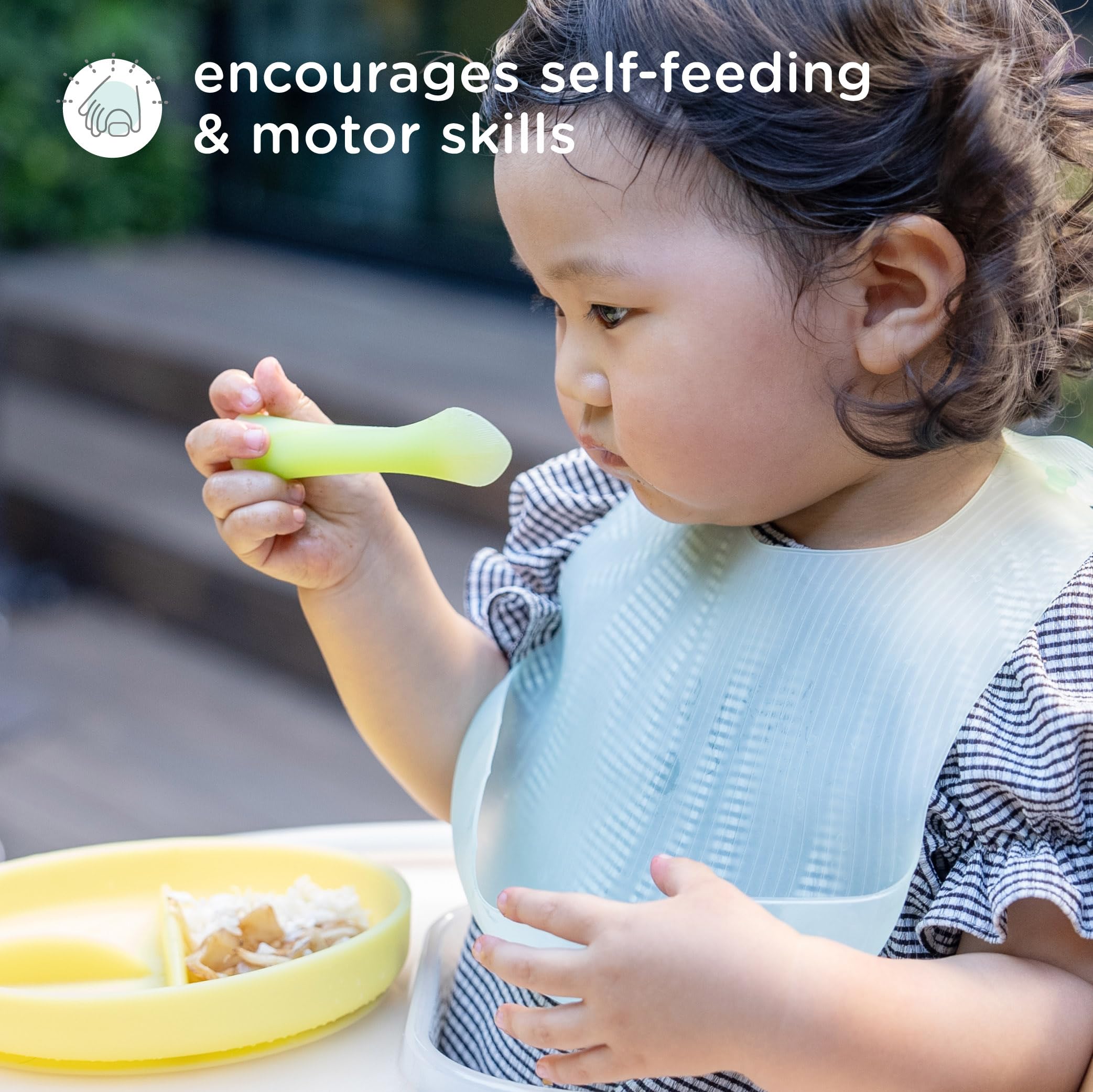 Olababy spoon designed for purees and soft solids baby foods