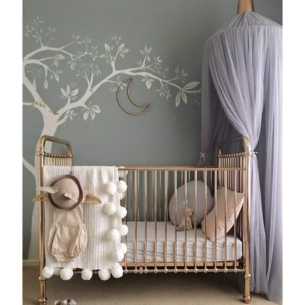 OldPAPA bed canopy closeup shows lightweight, soft mosquito-netting material