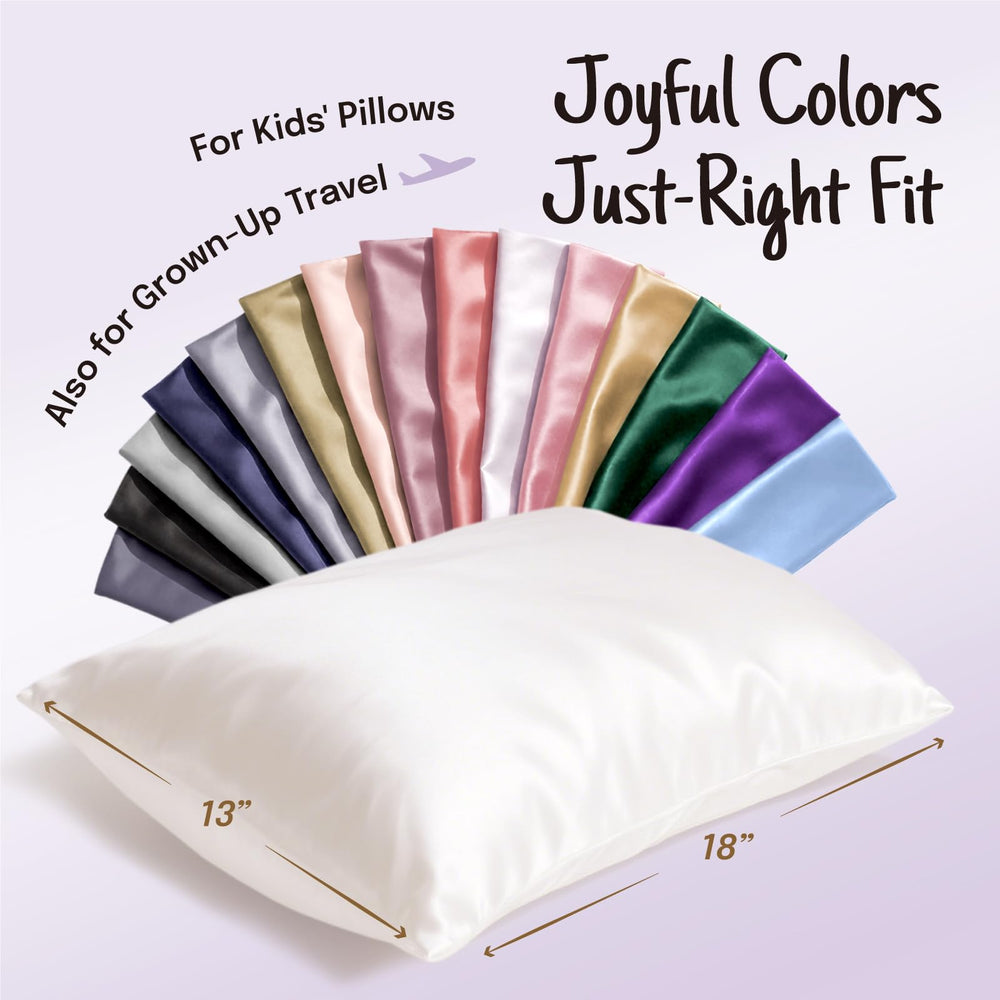 OLESILK navy 13x18 travel pillowcase fits toddlers' travel pillows for familiar comfort.