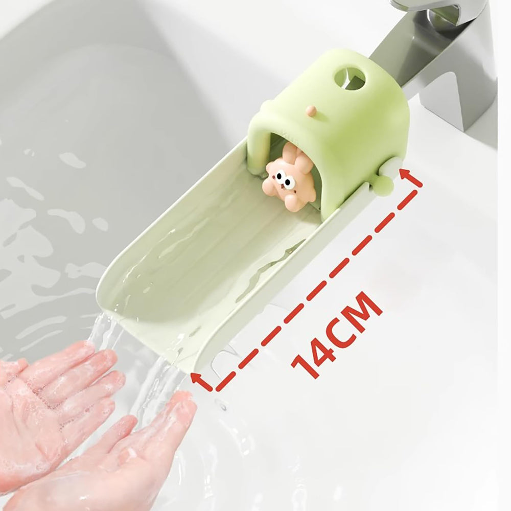 OLEWELL faucet extender green temperature-alert-feature highlights safety cue during rinsing