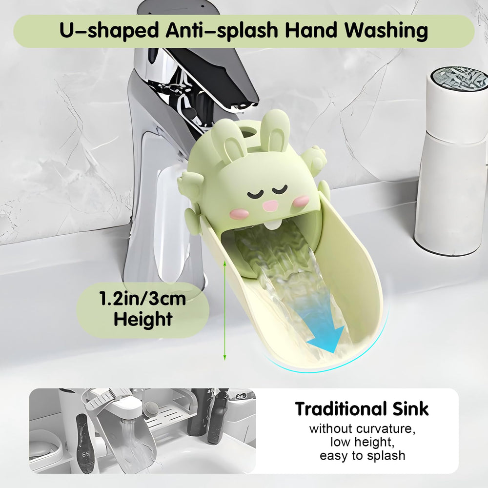 OLEWELL U-shaped spout shows splash-free water flow for easy washing