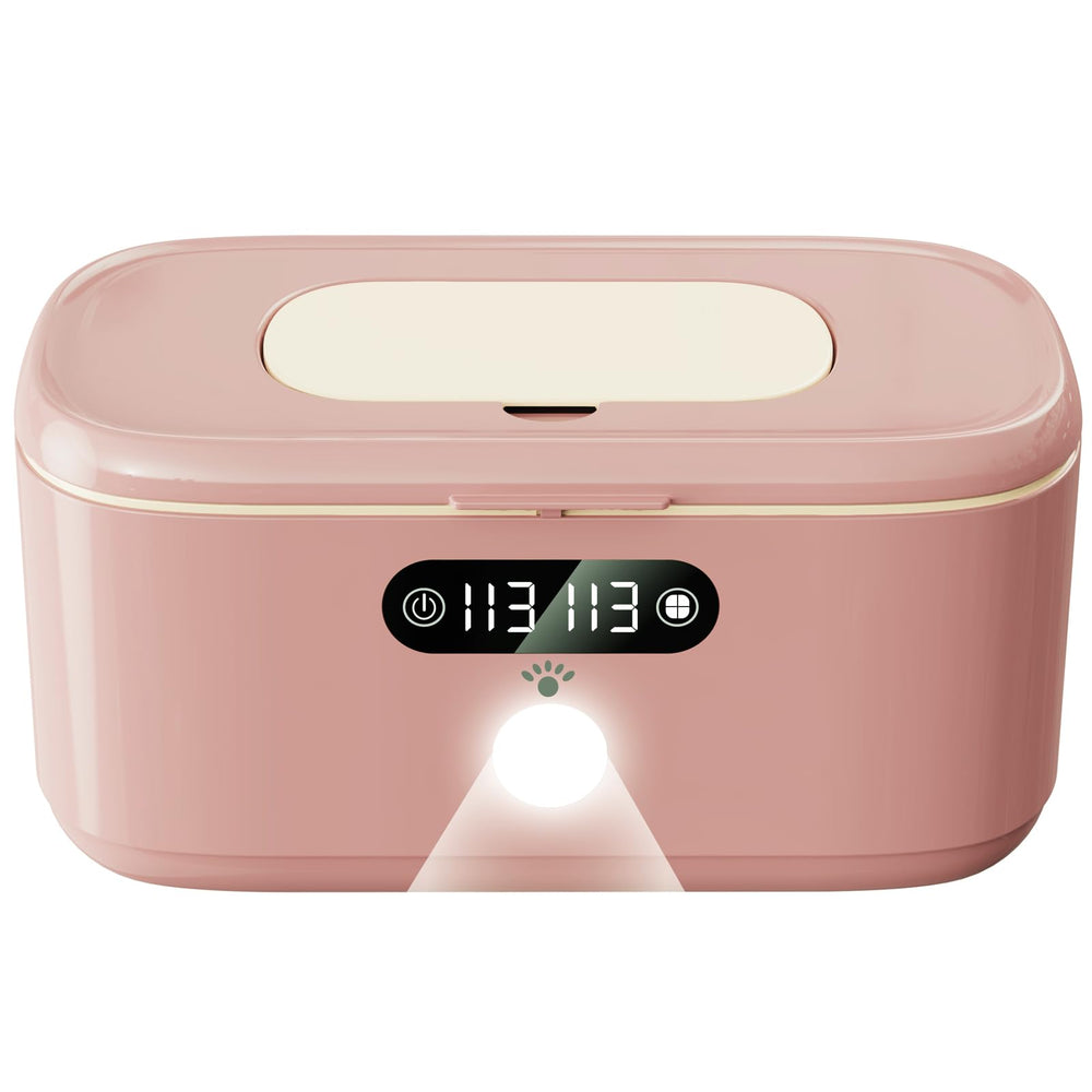 Olfjurk Wipe Warmer beige dispenser shows large wipe capacity for travel or home diaper changes.