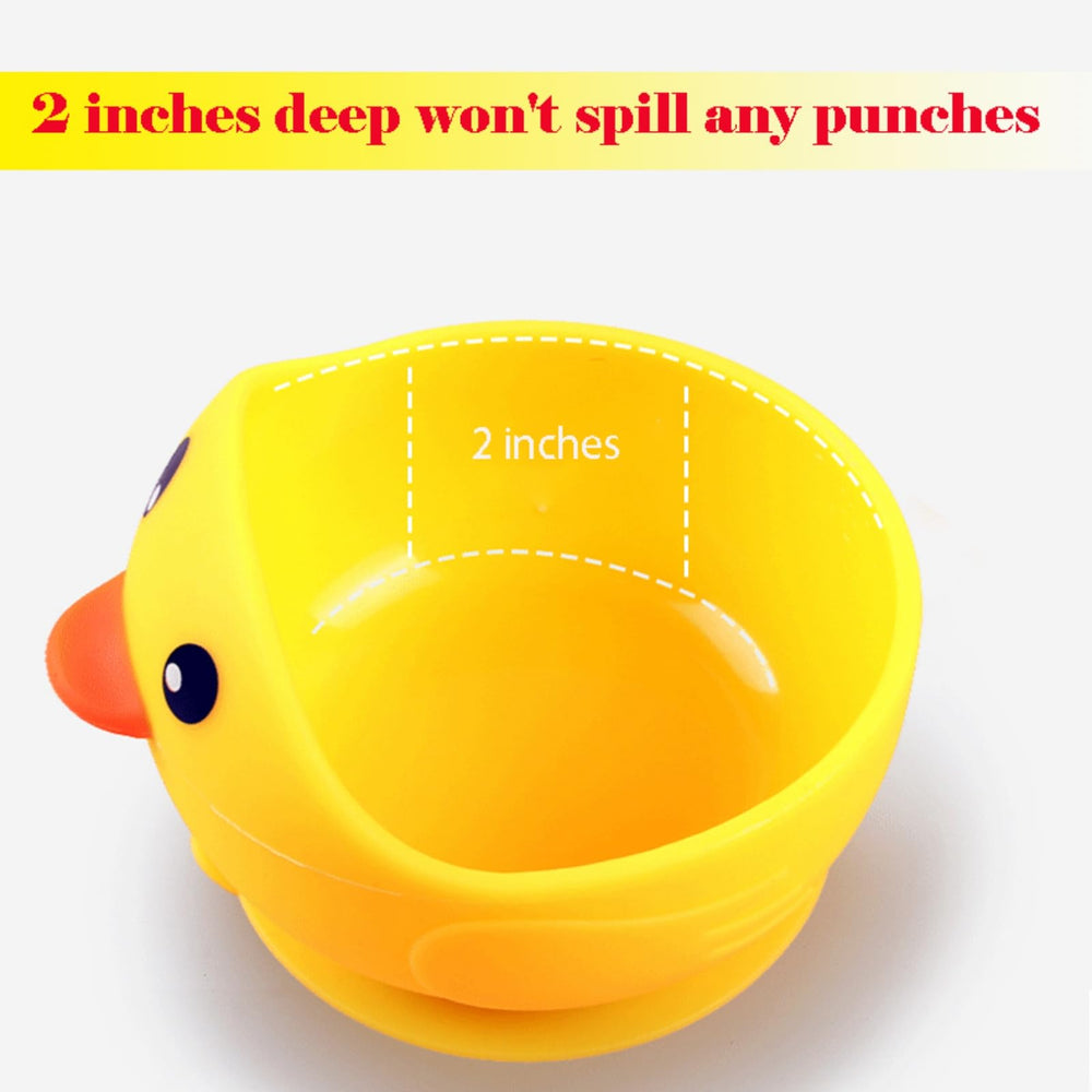 Oligey duck-design dishware features strong suction to prevent spills