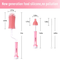Oligey silicone baby bottle brush with long 310 mm handle reaches deep bottoms