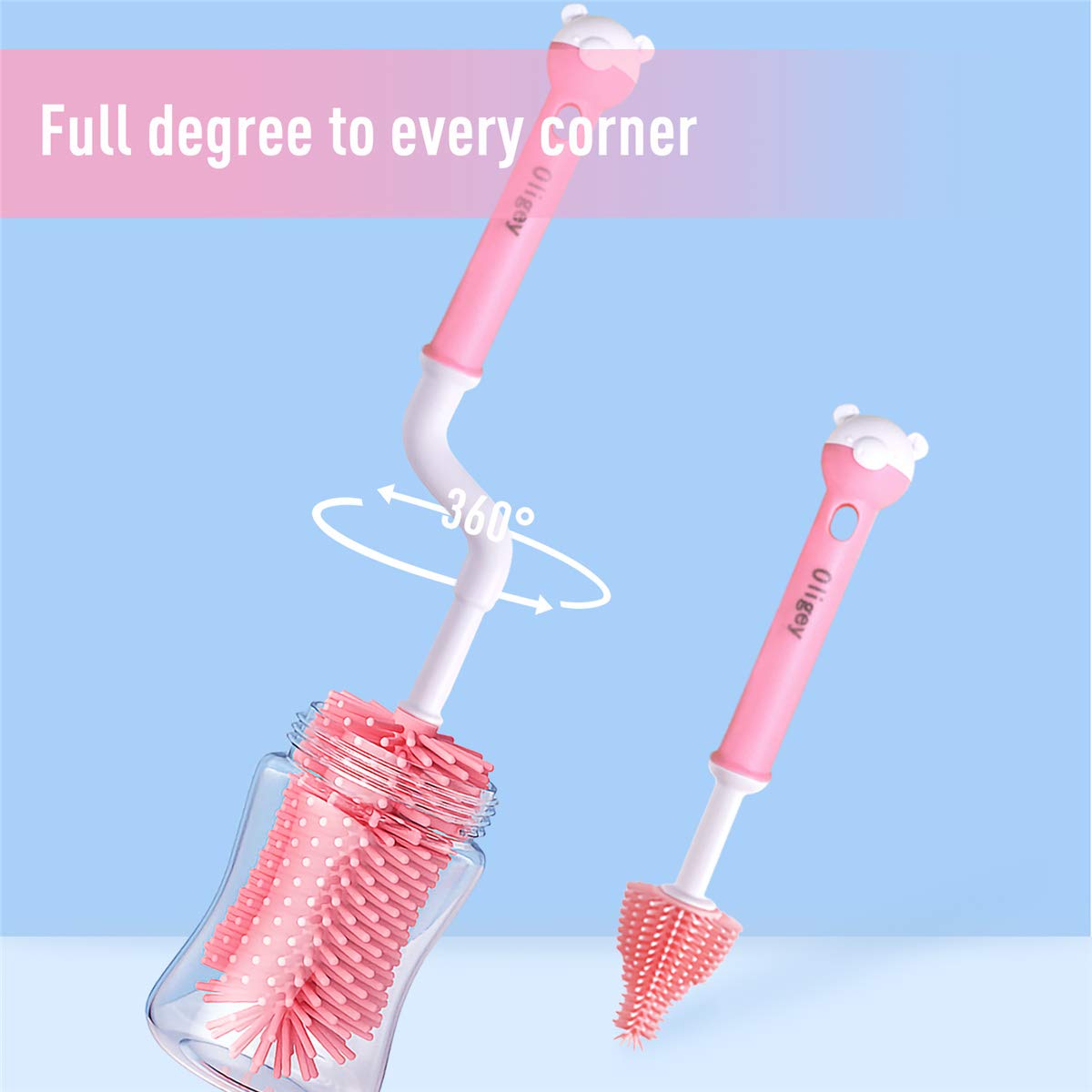 Oligey silicone brush head with removable bristles for easy high-temperature cleaning