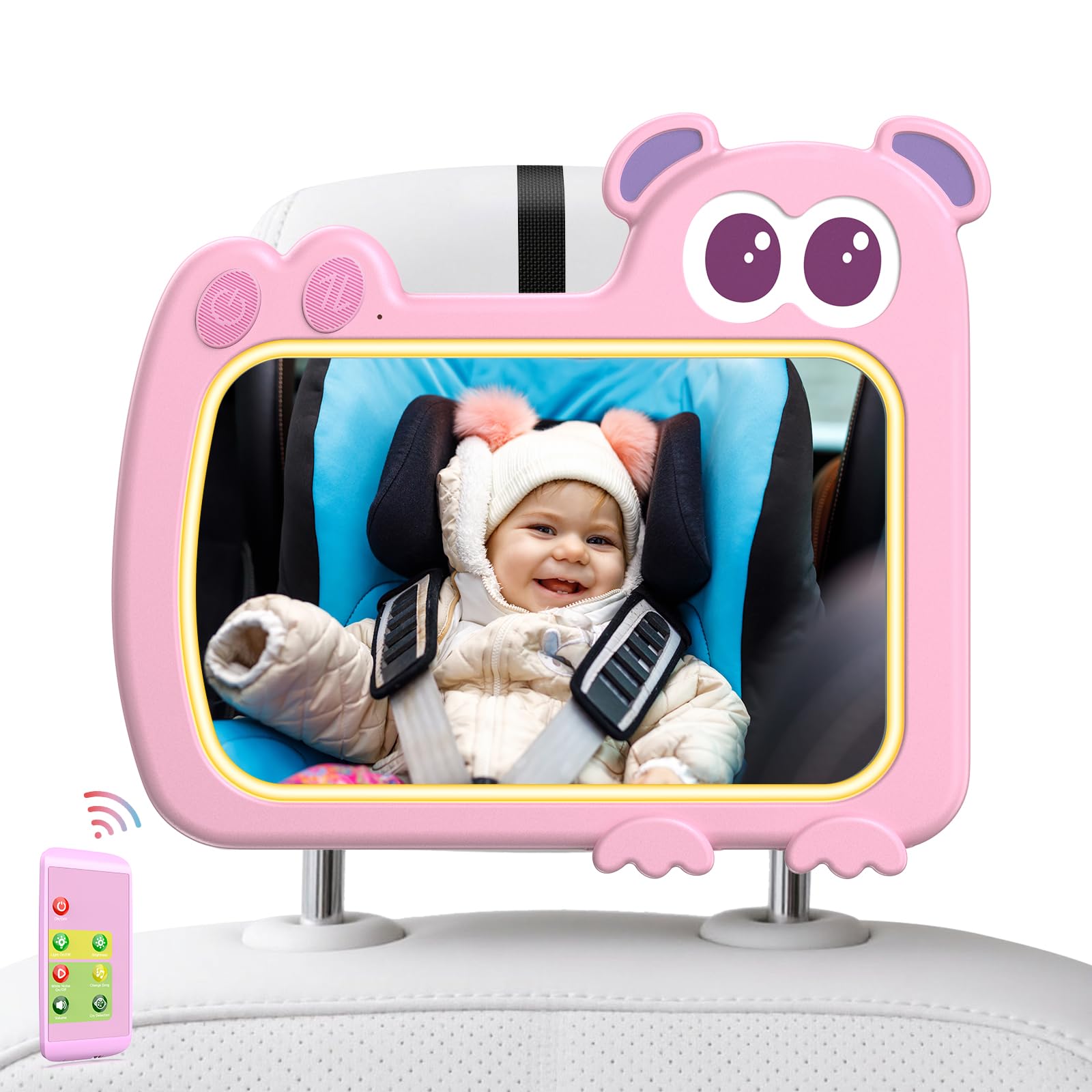 olishare baby car mirror with 360 rotation for wide rear-view visibility