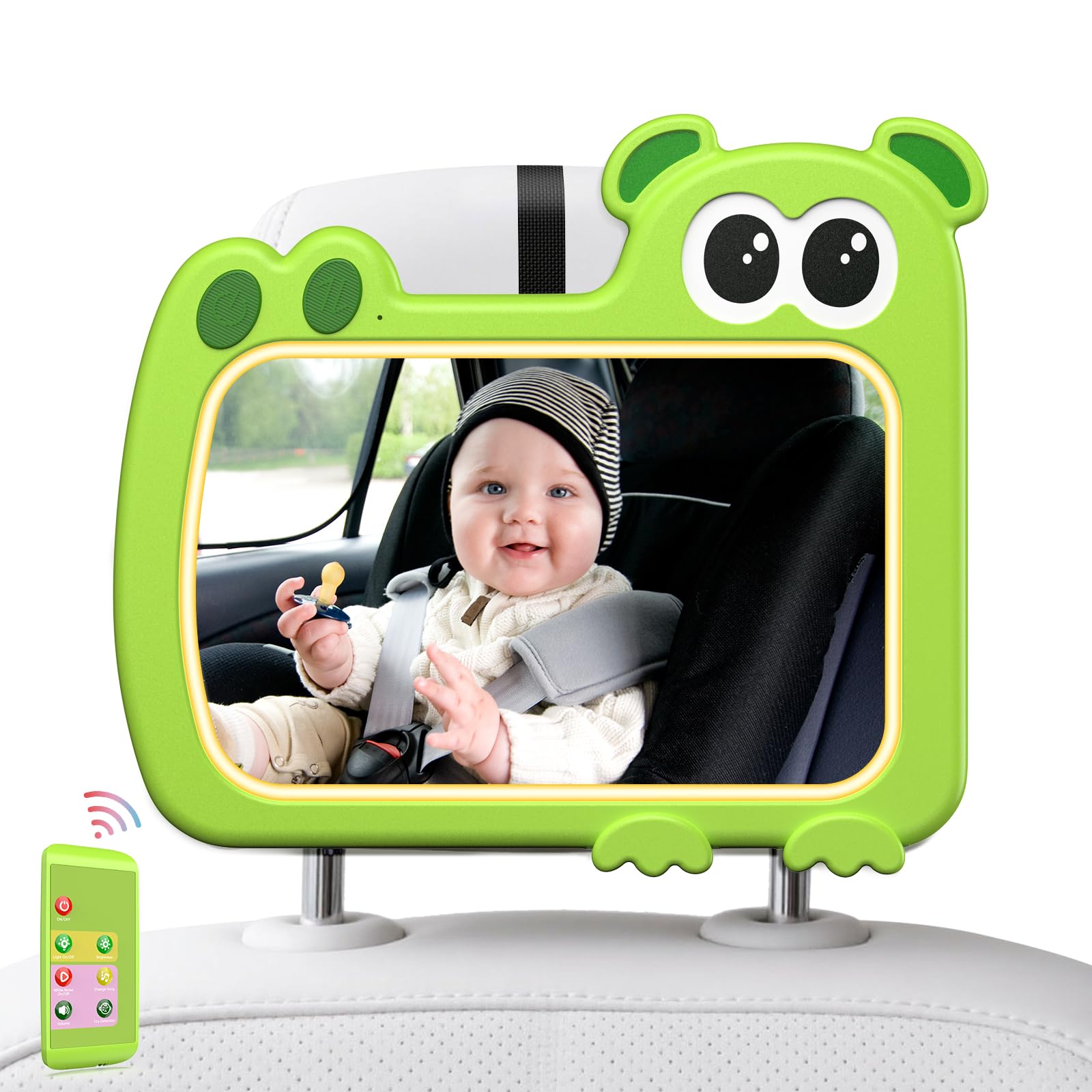 Olishare baby car mirror green with remote control enables one-handed adjustments on the go