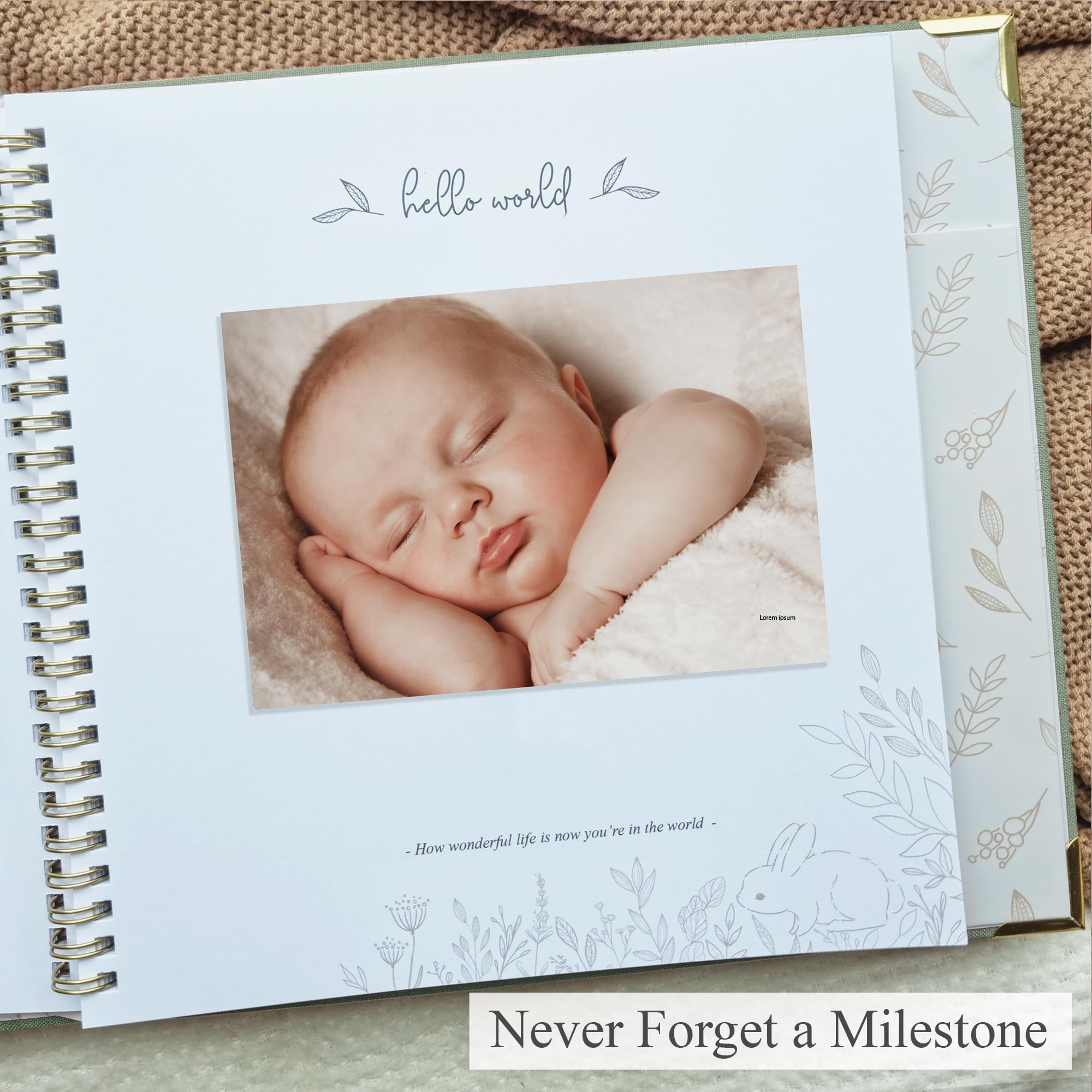 Olive & Lark 4x6 photo space to add family photos beside milestones.